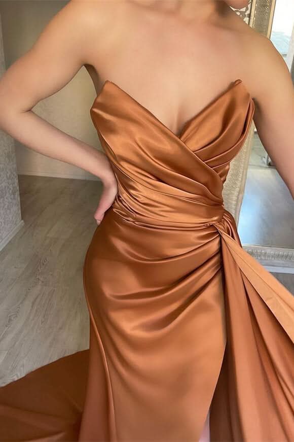 Vintage Sweetheart Mermaid Prom Dress with Pleated Ruffles and Split BM bride