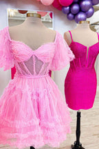 Light Pink Corset A-Line Short Homecoming Dress Bmbride