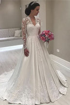 Sweetheart Long Sleeve Lace Appliques Mermaid Wedding Dress BM bride
