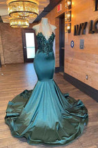 Sleeveless Halter V Neck Mermaid Unique Prom Dress Appliques With Beads