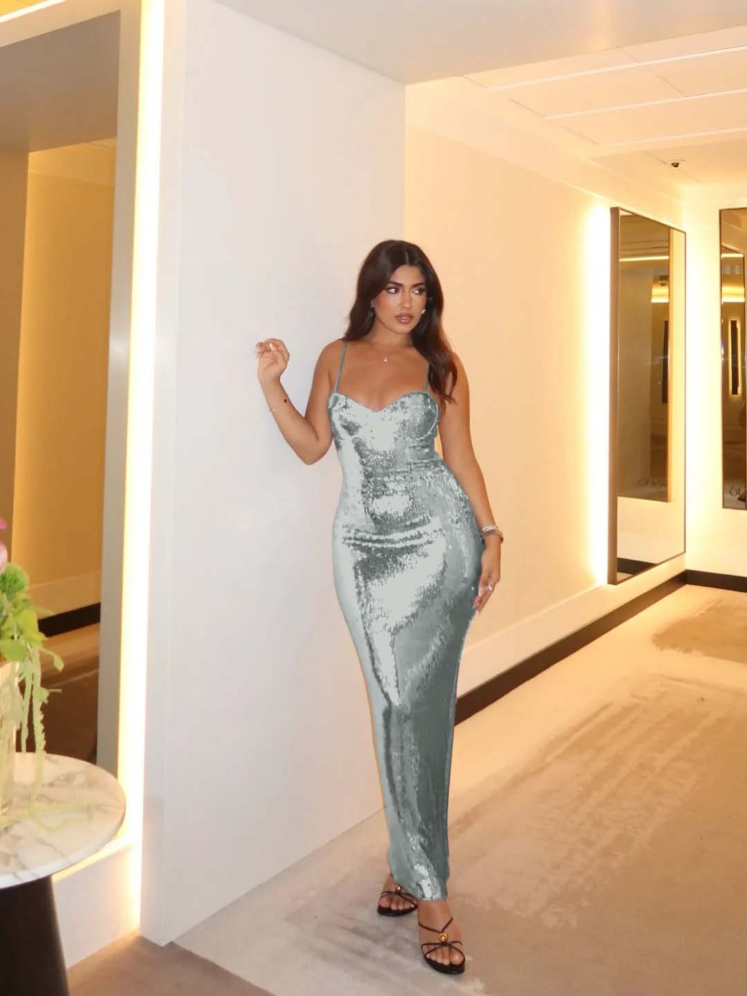 Spaghetti Strap Sleeveless Long Mermaid Prom Dress With Pleated BMBRIDE