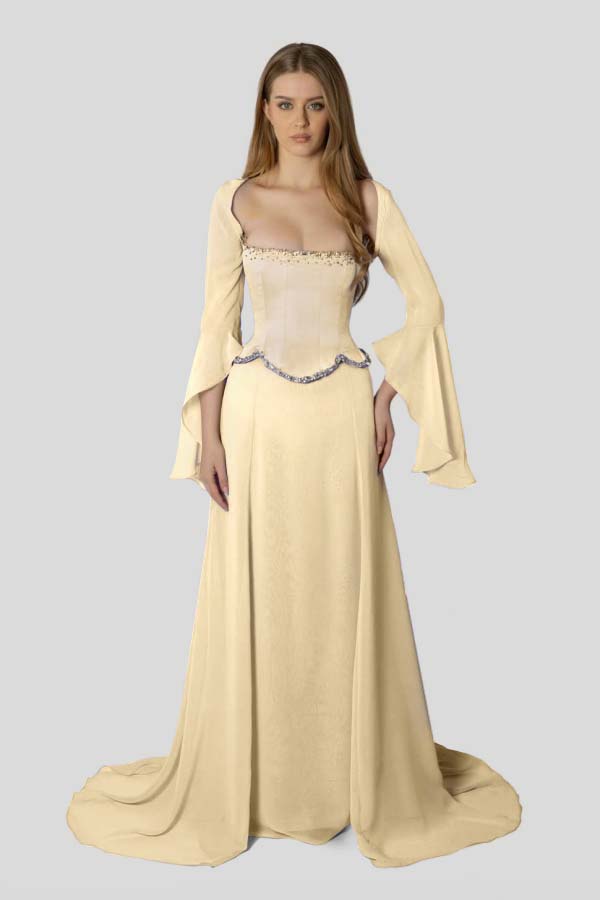 Chiffon Long Sleeves Long Mermaid Prom Dress With Beading Pleated BMBRIDE