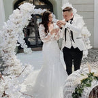Sweetheart Long Sleeve Lace Mermaid Wedding Dress BM bride