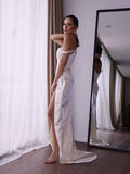 Off-the-Shoulder Mermaid Evening Dress with Slit BM bride
