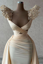 Gorgeous V-Neck Sleeveless Mermaid Evening Dress with Sequins and Slit BM bride