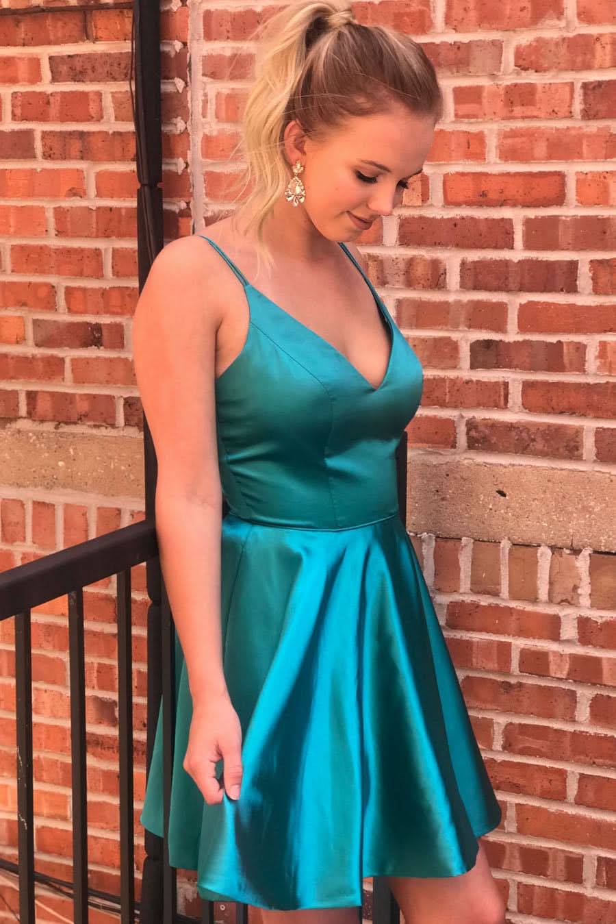 Graceful A-Line Spaghetti Straps Satin Homecoming Dress BM bride