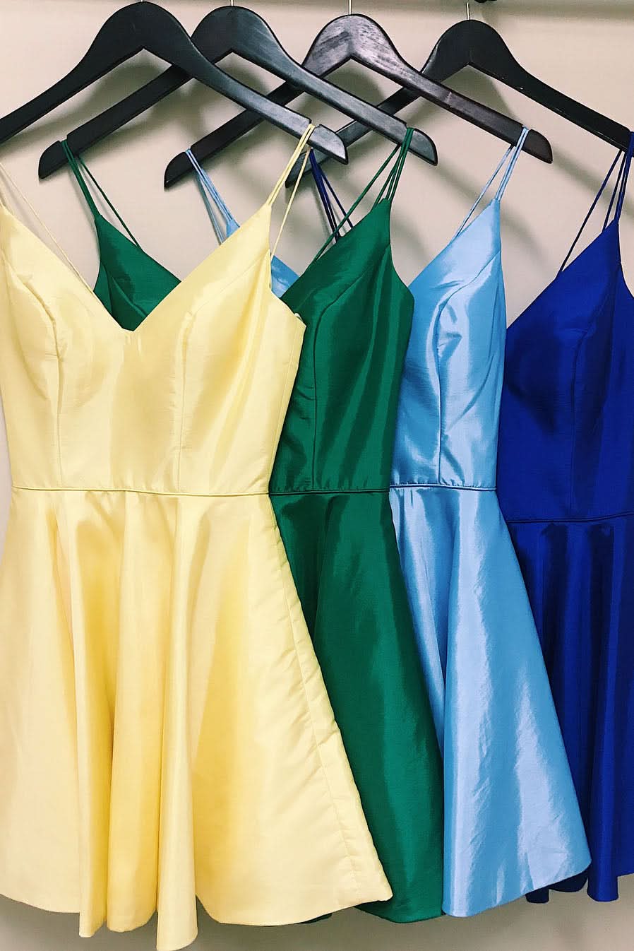 Graceful A-Line Spaghetti Straps Satin Homecoming Dress BM bride