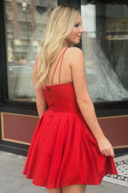 Graceful A-Line Spaghetti Straps Satin Homecoming Dress BM bride