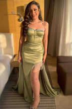 Sweetheart Sleeveless Spaghetti Strap Long Prom Dress With Beading