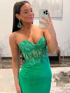 Stunning Sheath Strapless Sweetheart Long Prom Dress with Slit BM bride