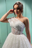 Gorgeous One Shoulder Sleeveless Princess Wedding Dress With Tulle BM bride