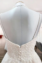 Sweetheart Long A-Line Spaghetti Strap Wedding Dress with Tulle Lace BM bride