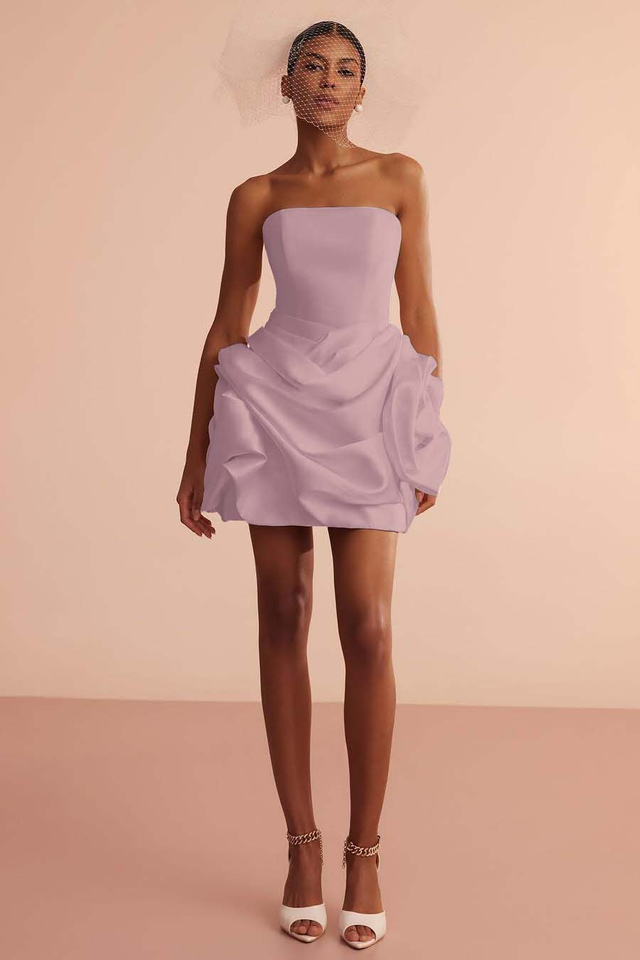 Glamorous Strapless Sleeveless Short Prom Dress With Pleated