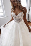 White Cap Sleeves A-line Wedding Dress V-Neck With Lace Chiffon BM bride