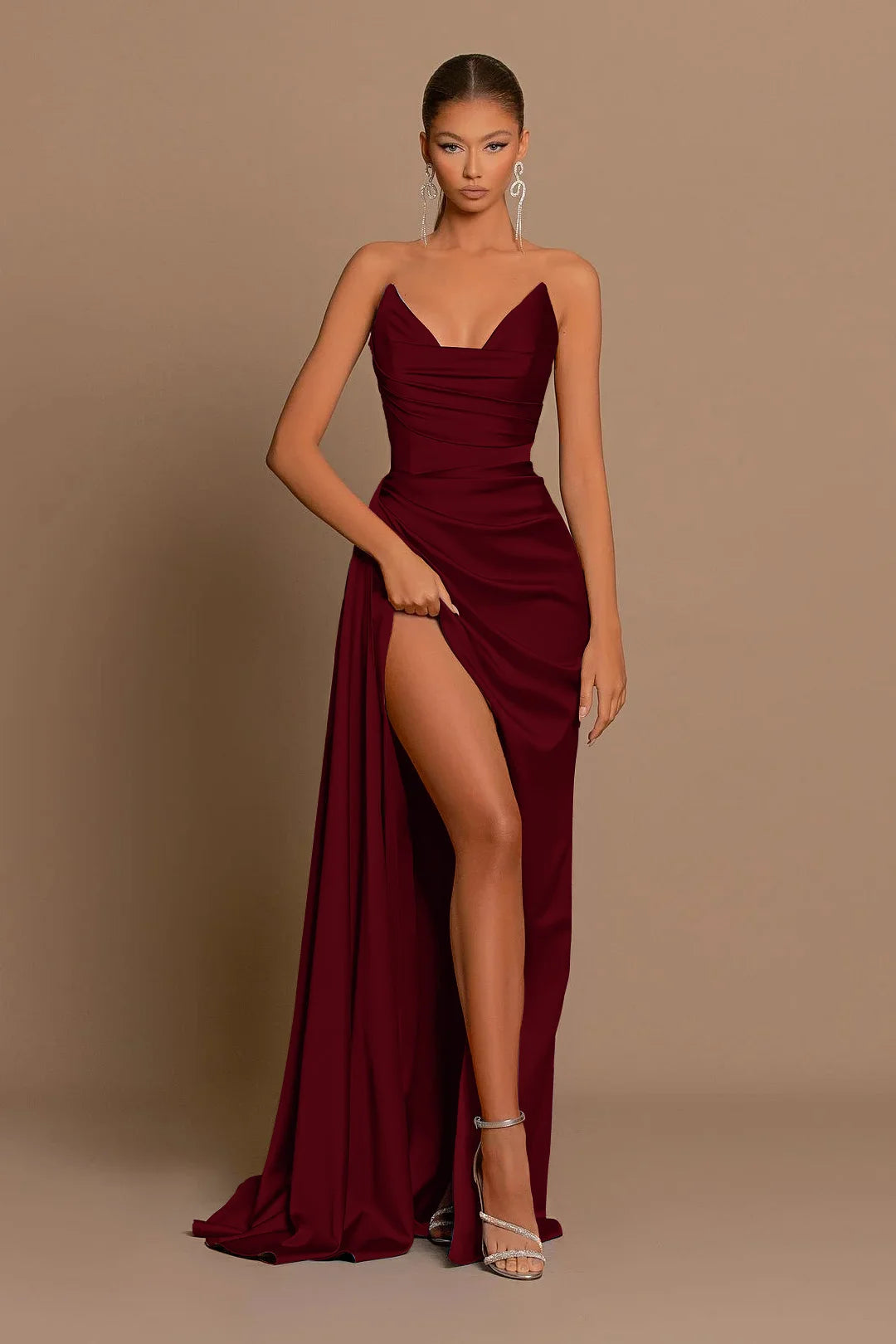 Amazing Blue Mermaid Strapless Sleeveless Prom Dress Unique Style For Party