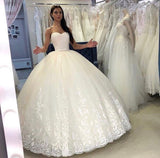 Spaghetti-Straps Sleeveless A-Line Wedding Dress Sequins Lace With Tulle Appliques BM bride