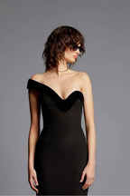 Chic Black One Shoulder Sweetheart Sleeveless Long Prom Dress