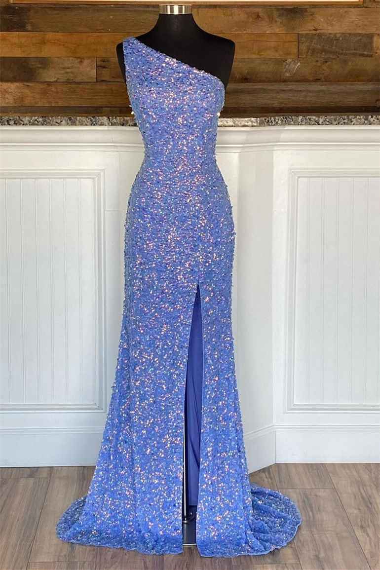 Amazing Sleeveless Mermaid Prom Dress One Shoulder With Split