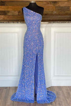 Amazing Sleeveless Mermaid Prom Dress One Shoulder With Split
