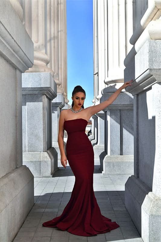 Strapless Mermaid Evening Prom Dress BM bride