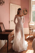 Off the Shoulder Long Sleeves Long Prom Dress With Lace Appliques