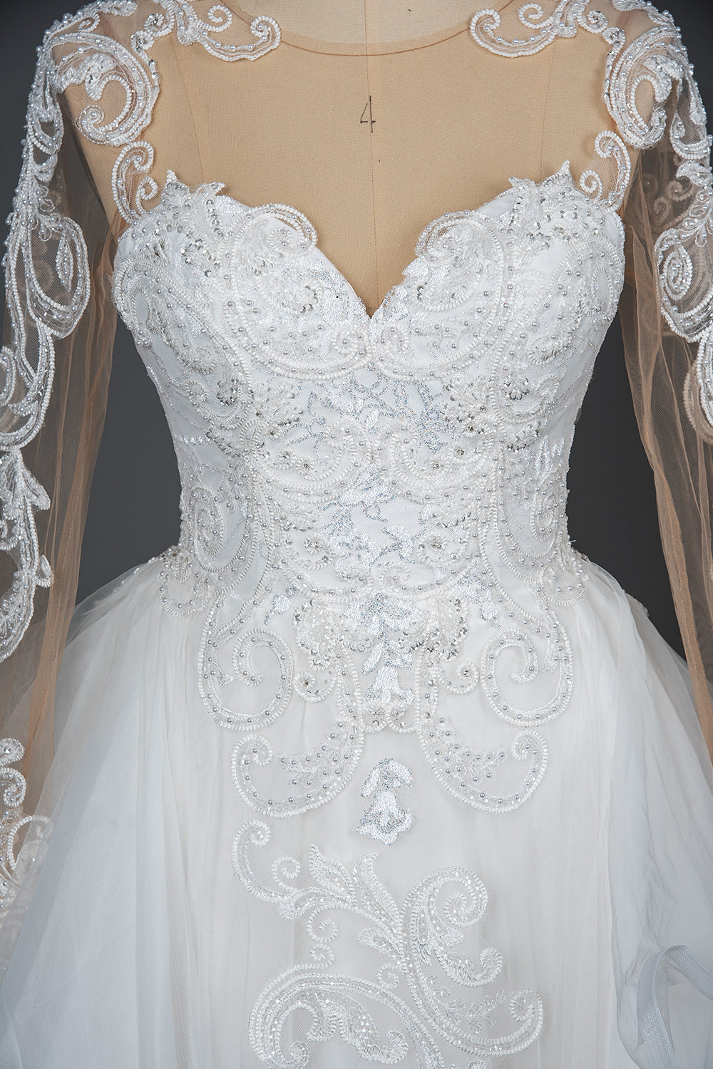 A-Line V-neck Hi-Lo Wedding Dress Open Back Ruffles Tulle With Appliques Lace BM bride