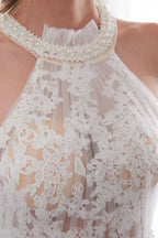 High Neck Tulle Wedding Dress with Appliques BM bride