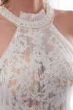 High Neck Tulle Wedding Dress with Appliques BM bride