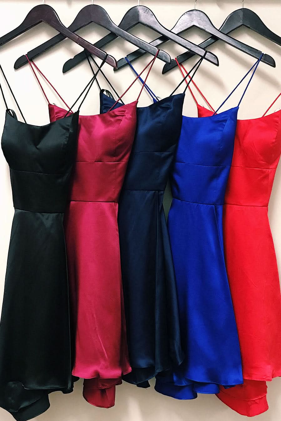 Elegant A-Line Spaghetti Satin Straps Homecoming Dress BM bride