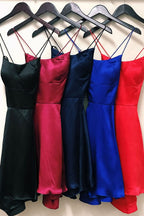 Elegant A-Line Spaghetti Satin Straps Homecoming Dress BM bride