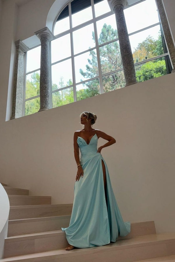 Strapless Sleeveless Long Mermaid Prom Dress With Split Pleated BMBRIDE