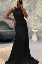 Elegant Jewel Strapless Mermaid Long Prom Dress with Pleats BM bride