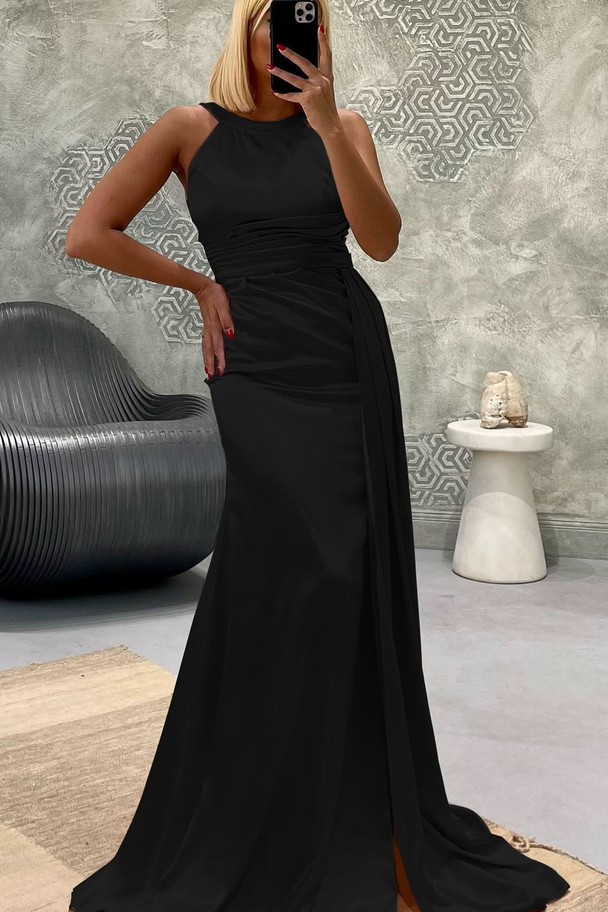 Elegant Jewel Strapless Mermaid Long Prom Dress with Pleats BM bride