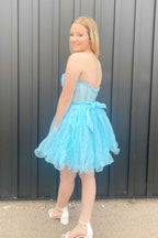 Lavender Corset Sweetheart A-Line Short Tulle Homecoming Dress