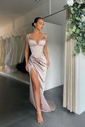 V-Neck Split Sleeveless Prom Dress BM bride