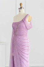 Stunning One Shoulder Mermaid Prom Dress Split With Sparkle Sequins