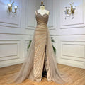 Sleeveless Mermaid Evening Dress with Split, One Shoulder, Sequins, and Tulle BM bride