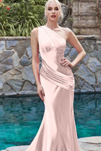 Elegant One-Shoulder Sleeveless Mermaid Prom Dress BM bride