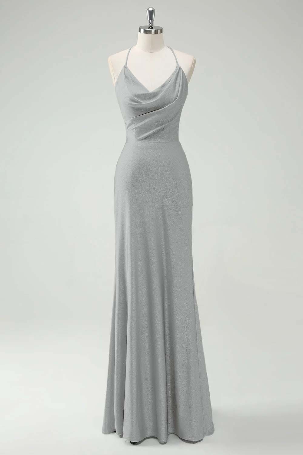 Chic Halter Sleeveless Long Mermaid Prom Dress With Pleated