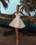 Short A-Line Off-the-Shoulder Wedding Dress with Lace BM bride