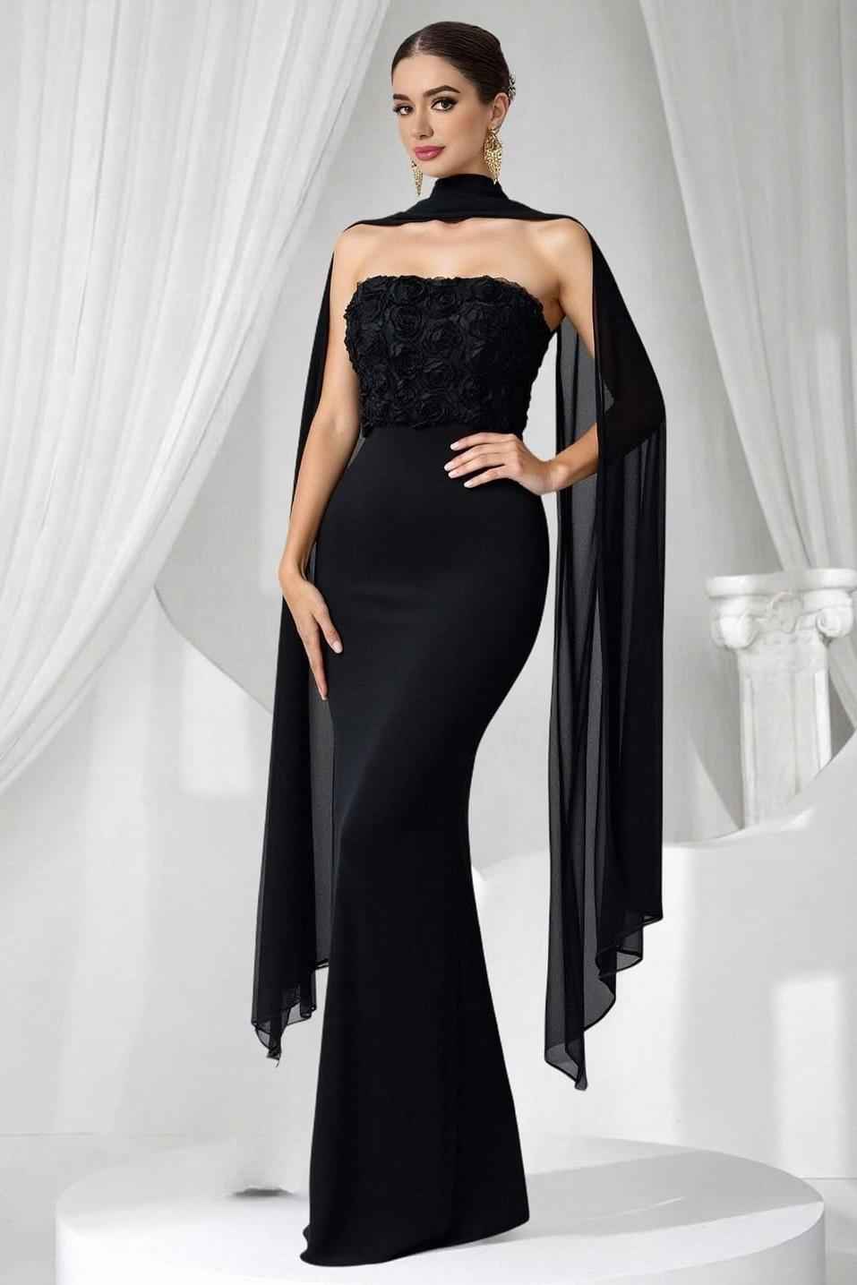Strapless Sleeveless Long Mermaid Prom Dress With Pleated Appliques