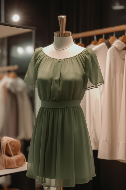 For Sale Dark Green Jewel Short Chiffon Sleeve Bridesmaid Dress BM bride