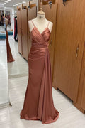 Elegant V-Neck Spaghetti-Strap Mermaid Evening Dress BM bride