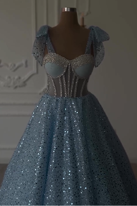 Sweetheart Sleeveless A Line Ball Gown Long Prom Dress With Sequins