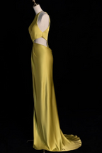 Spaghetti Strap Sleeveless Split Long Prom Dress With Pleated