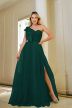 Sage Green One Shoulder Sweetheart Mermaid Prom Dress with Split BM bride