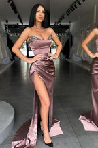 Sweetheart Mermaid Prom Dress with Slit Long and Sequins BM bride