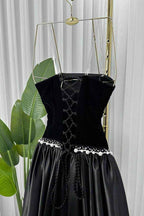 Black Strapless Sleeveless Long Prom Dress With Pleated Beading