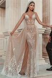 Spaghetti Strap Mermaid Wedding Dress with Applique Ruffles BM bride