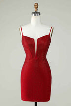 Sparkly Fuchsia Corset Top Tight Short Homecoming Dress with Beading